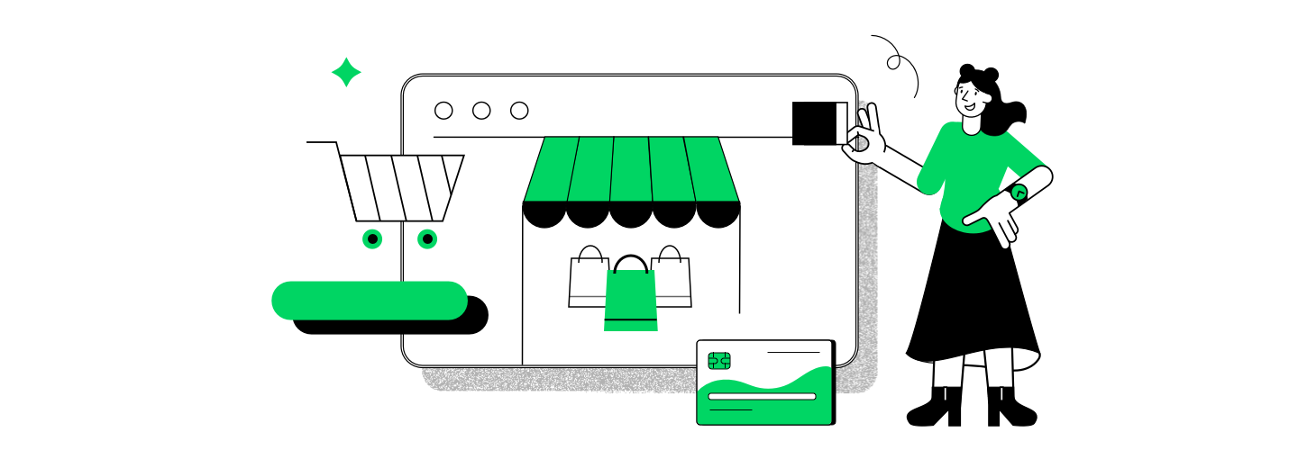 User in an online store illustration